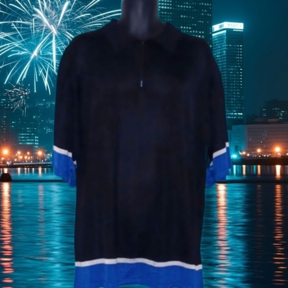 Redspike Black, Blue and White Pullover Dress Shirt, XL